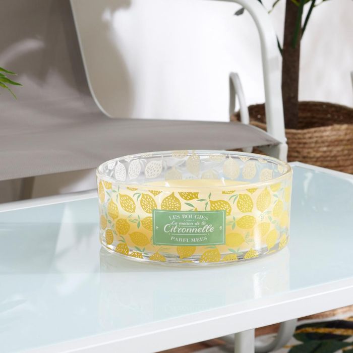 Home Deco Factory Vela Citronela Antimoustique 4 Mechas Vidrio 760g d.19cm h.7,5cm 25h 4