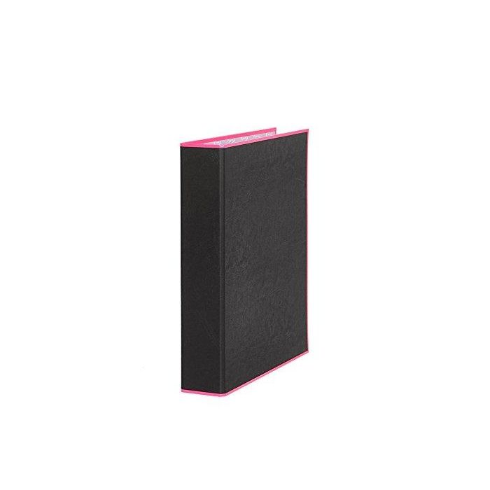 Pardo Carpeta negra de anillas con borde neón 2x25mm a4 pp rosa sueltas