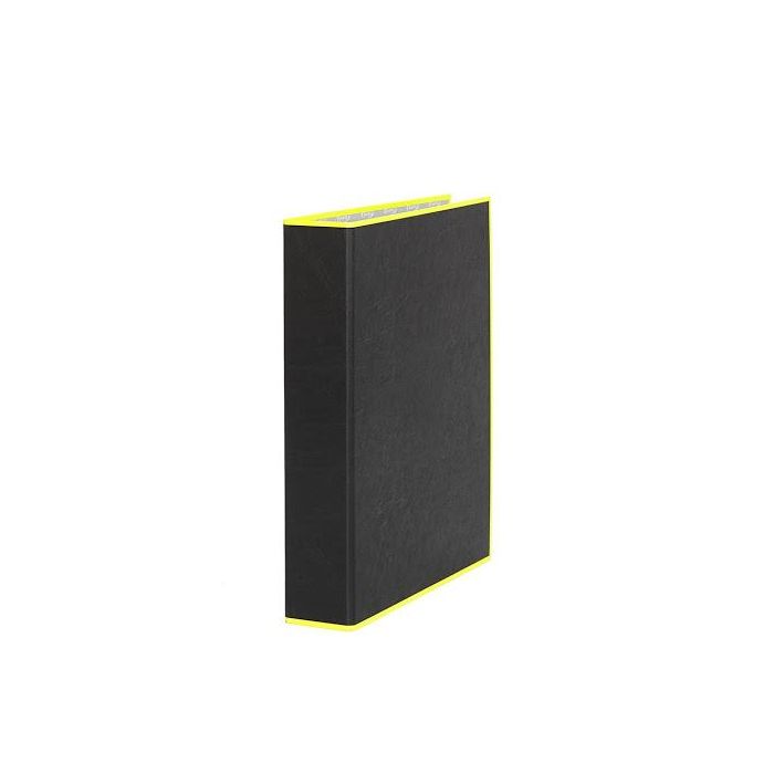 Pardo Carpeta negra de anillas con borde neón 2x25mm a4 pp amarillo sueltas