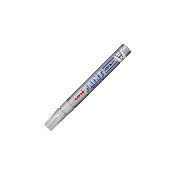 Uni-Ball Marcador Permanente Paint Marker PX-20 L Color Plata, Tinta a Base de Aceite, Resistente a la Luz y Agua, Soporta Altas Temperaturas