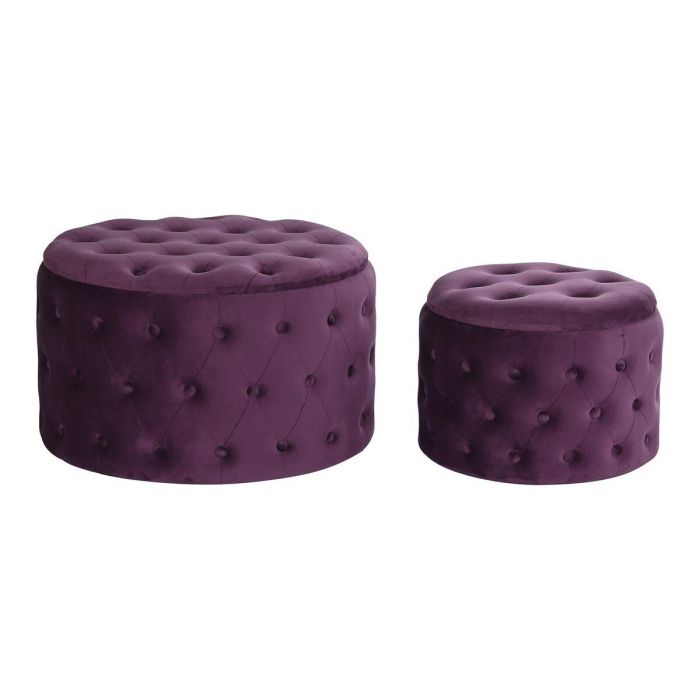DKD Home Decor Reposapiés Glam Púrpura 70x70x42 cm, Set de 2 Tapizados en Poliéster y MDF con Diseño Capitoné, Altura de Asiento 42 cm DKD Home Decor Reposapiés Glam Púrpura 70x70x42 cm, Set de 2 Tapizados en Poliéster y MDF con Diseño Capitoné, Altura de Asiento 42 cm