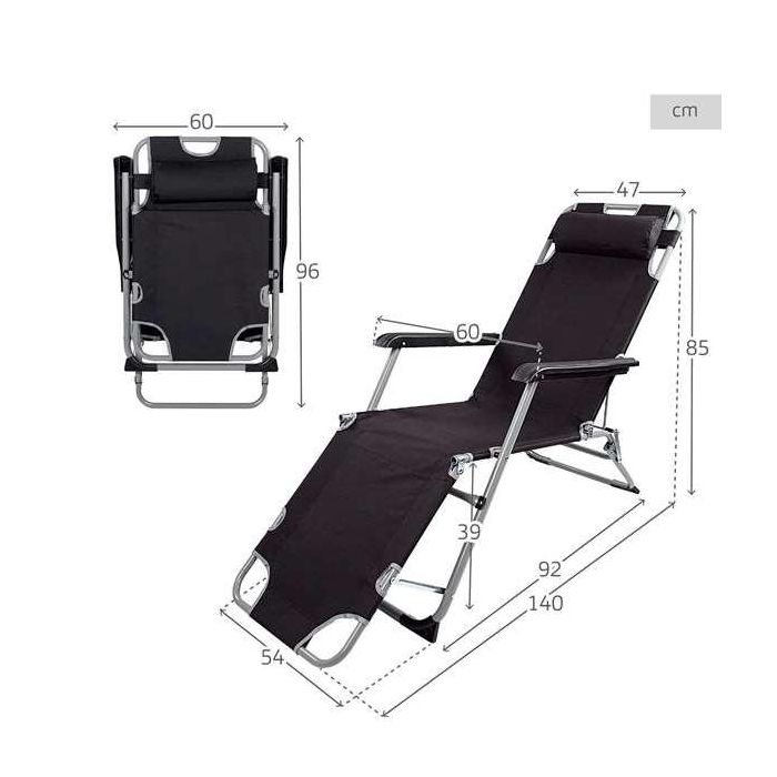 Tumbona reclinable con cojín poliester aktive 177x47x34/85 cm 1 Tumbona reclinable con cojín poliester aktive 177x47x34/85 cm 1