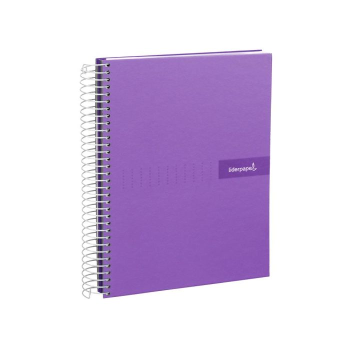 Cuaderno Espiral Liderpapel A4 Micro Crafty Tapa Forrada 120H 90 gr Cuadro 5 mm 5 Bandas 4 Taladros Color Violeta 1