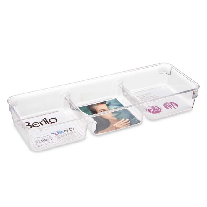Bandeja Organizadora Multiusos 3 Huecos Berilo 27.5x4x10 cm - Transparente (48 Unidades) 1 Bandeja Organizadora Multiusos 3 Huecos Berilo 27.5x4x10 cm - Transparente (48 Unidades) 1