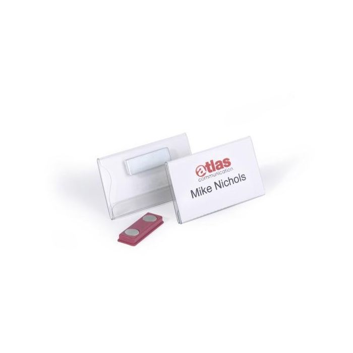Durable Portanombres Magnético Horizontal PVC 40x75 mm para Textiles Delicados, Conferencias y Eventos, Etiquetas Intercambiables 1 Durable Portanombres Magnético Horizontal PVC 40x75 mm para Textiles Delicados, Conferencias y Eventos, Etiquetas Intercambiables 1