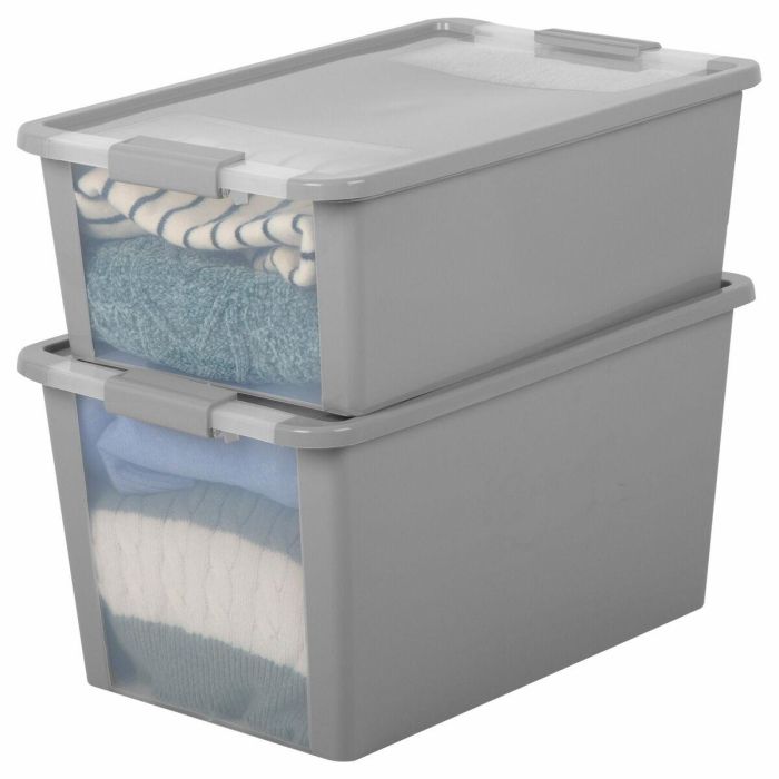 Caja de Almacenaje Curver Gris Plástico 26 L 55 x 19 x 35 cm (7 Unidades) 1 Caja de Almacenaje Curver Gris Plástico 26 L 55 x 19 x 35 cm (7 Unidades) 1