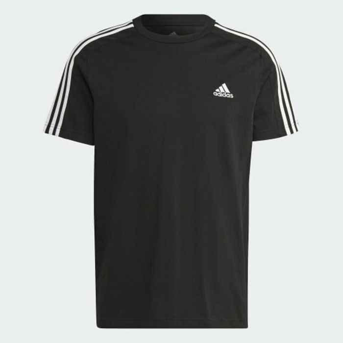 Camiseta de Manga Corta Hombre Adidas Essentials Single 3 Bandas Negro 1