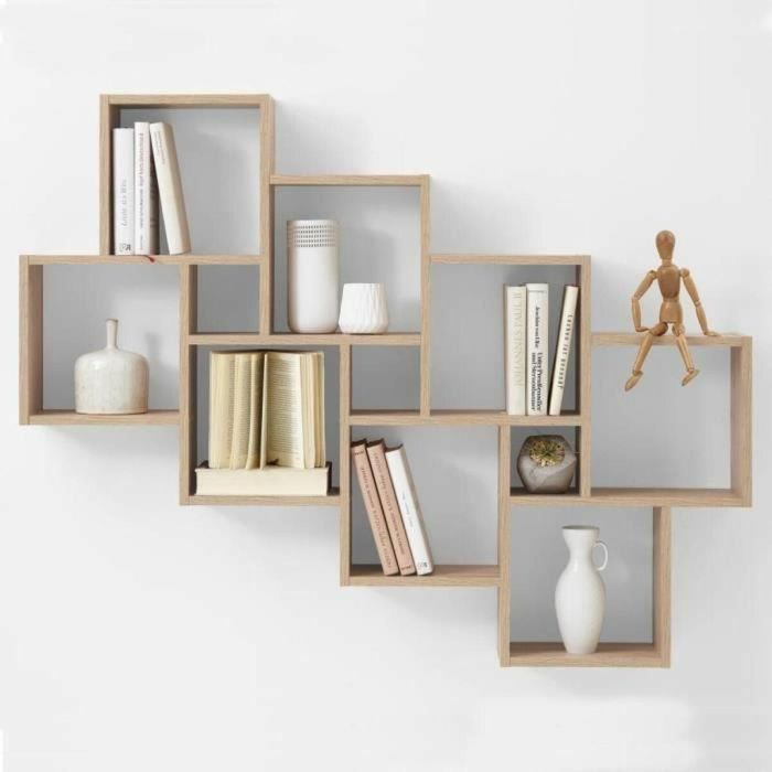 FMD FMD4029494116239 Estante de Pared LAURIO 3 Decoración Roble L94,5 x H120,8 x P15,7 cm Hecho en Alemania 3