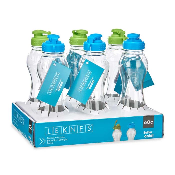 Cantimplora Leknes 600 ml, plástico, colores surtidos, 8x25x8 cm (24 Unidades) 2 Cantimplora Leknes 600 ml, plástico, colores surtidos, 8x25x8 cm (24 Unidades) 2