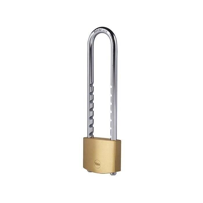 Candado de latón - YALE - Y110B/50/155/1 - 50 mm - Arco de acero cementado XL - 3 llaves - Para cadenas, escaleras, portones, bicicletas Candado de latón - YALE - Y110B/50/155/1 - 50 mm - Arco de acero cementado XL - 3 llaves - Para cadenas, escaleras, portones, bicicletas
