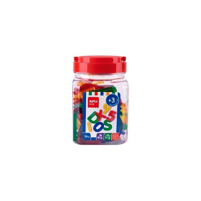 Apli Kit Letras Y Números 50 mm Plástico Transparente Colores Surtidos Bote 36 Ud Apli Kit Letras Y Números 50 mm Plástico Transparente Colores Surtidos Bote 36 Ud