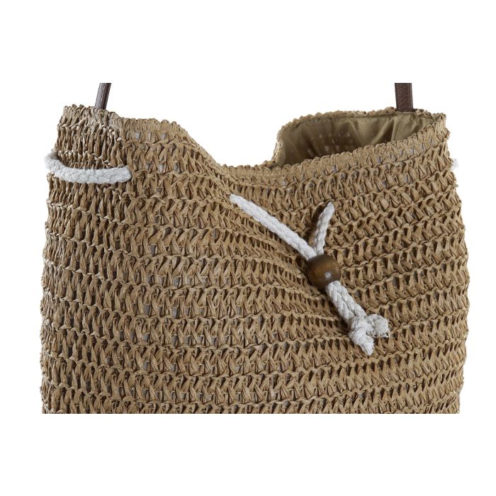 Bolso Boho DKD Home Decor Natural Beige 28 x 38 x 44 cm (4 Unidades) 1