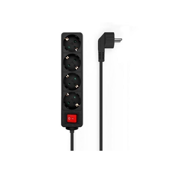 Aisens Base Multiple 4 Tomas Con Interruptor Con Cable 3x1,5 mm2, Negro, 1,4M Aisens Base Multiple 4 Tomas Con Interruptor Con Cable 3x1,5 mm2, Negro, 1,4M