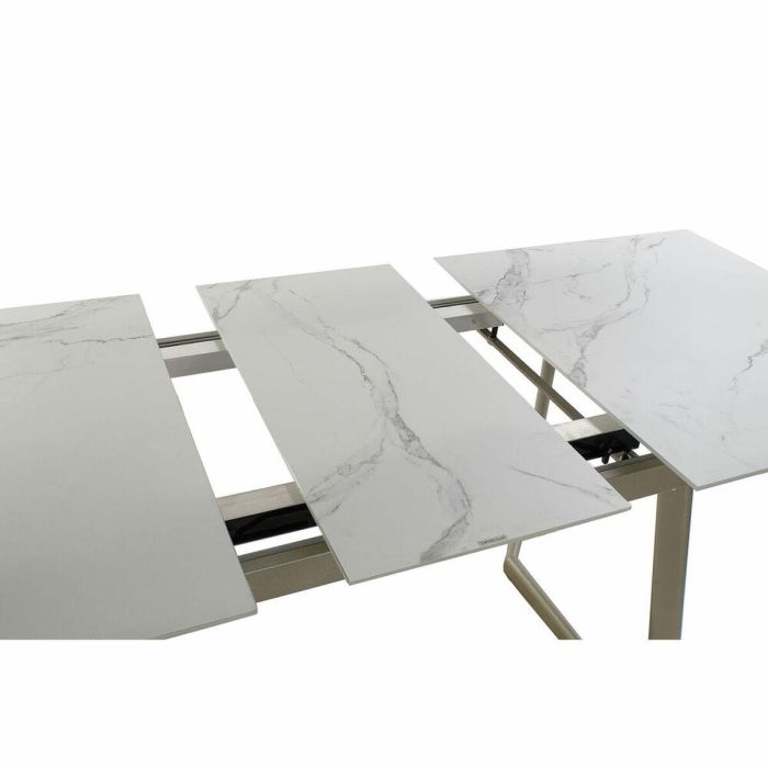 DKD Home Decor Mesa Comedor Extensible Glam de Cristal y Metal Dorado Blanco 140 x 80 x 76 cm 6