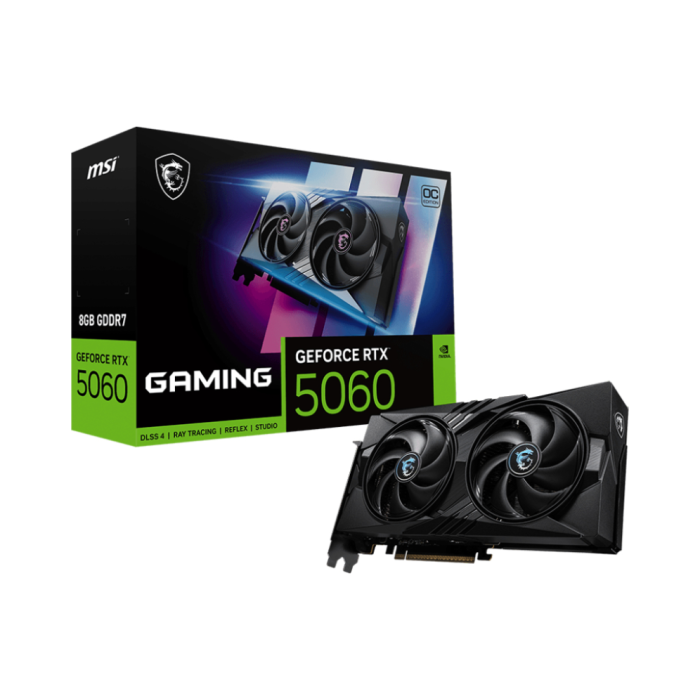MSI GeForce RTX 5060 Gaming OC NVIDIA Tarjeta Gráfica 8GB GDDR7 PCIe 5.0 con 2 Ventiladores Activos y Resolución 8K MSI GeForce RTX 5060 Gaming OC NVIDIA Tarjeta Gráfica 8GB GDDR7 PCIe 5.0 con 2 Ventiladores Activos y Resolución 8K