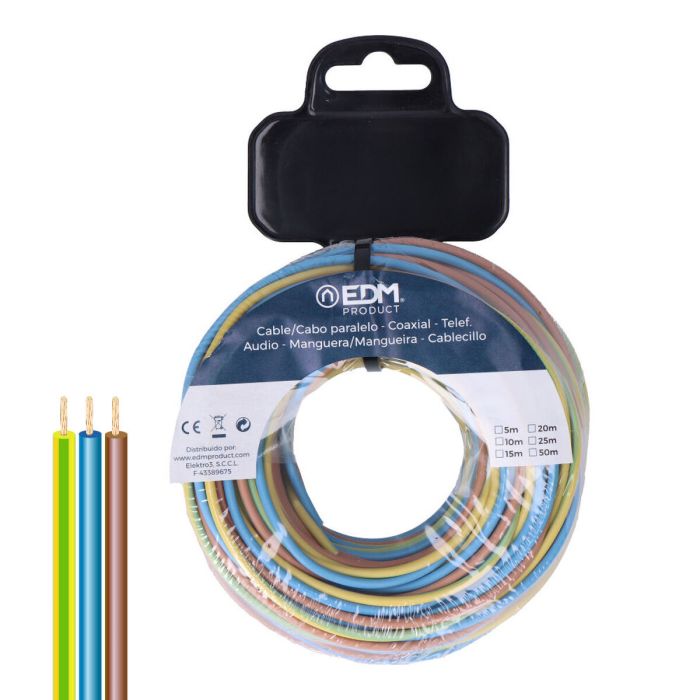 Cable paralelo EDM 28733 Azul Marrón 5 m Carrete h07z1-k