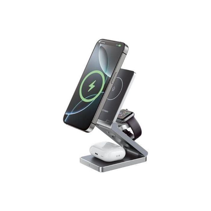 Vention FGFH0 Cargador Inalámbrico 3 en 1 MagSafe Plegable 15W para iPhone, iWatch y AirPods, Aleación Aluminio Gris 0 Vention FGFH0 Cargador Inalámbrico 3 en 1 MagSafe Plegable 15W para iPhone, iWatch y AirPods, Aleación Aluminio Gris 0