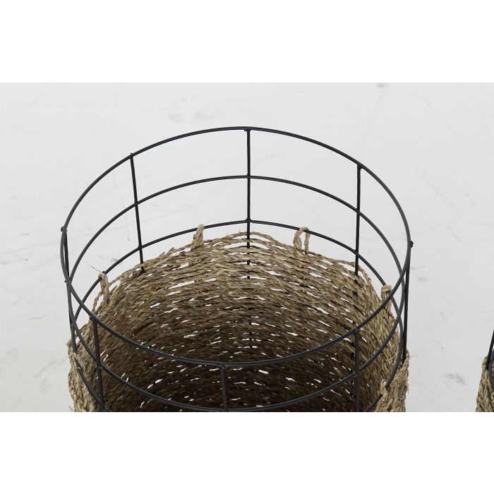 Cesta Colonial DKD Home Decor Natural Negro 35 x 45 x 35 cm Set de 3 2 Cesta Colonial DKD Home Decor Natural Negro 35 x 45 x 35 cm Set de 3 2