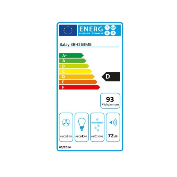Campana Convencional Balay 3BH263MB 60 cm 350 m3/h 72 dB 146W Blanco 1 Campana Convencional Balay 3BH263MB 60 cm 350 m3/h 72 dB 146W Blanco 1