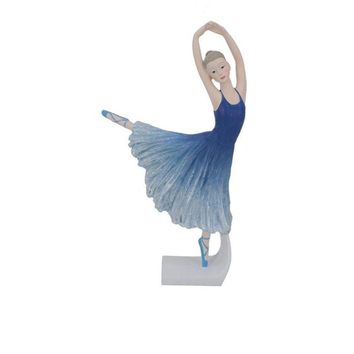 DKD Home Decor Figura Decorativa Romántica de Resina, Bailarina Azul, Medidas: 23 cm Alto x 13 cm Ancho x 6 cm Largo