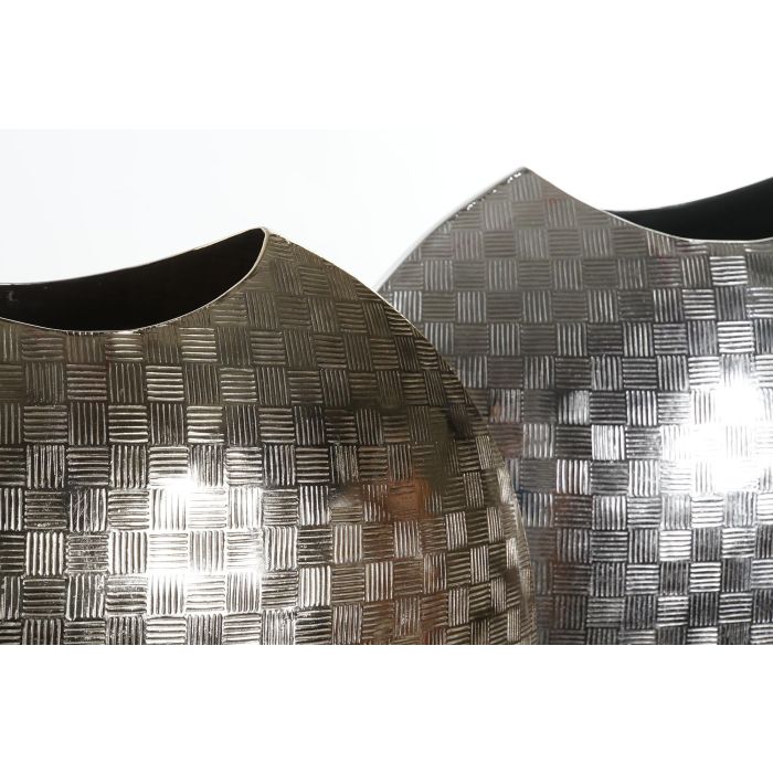 DKD Home Decor Quatrato Jarrón Moderno Dorado Plateado Aluminio 14 x 33 x 37 cm (2 Unidades) 1