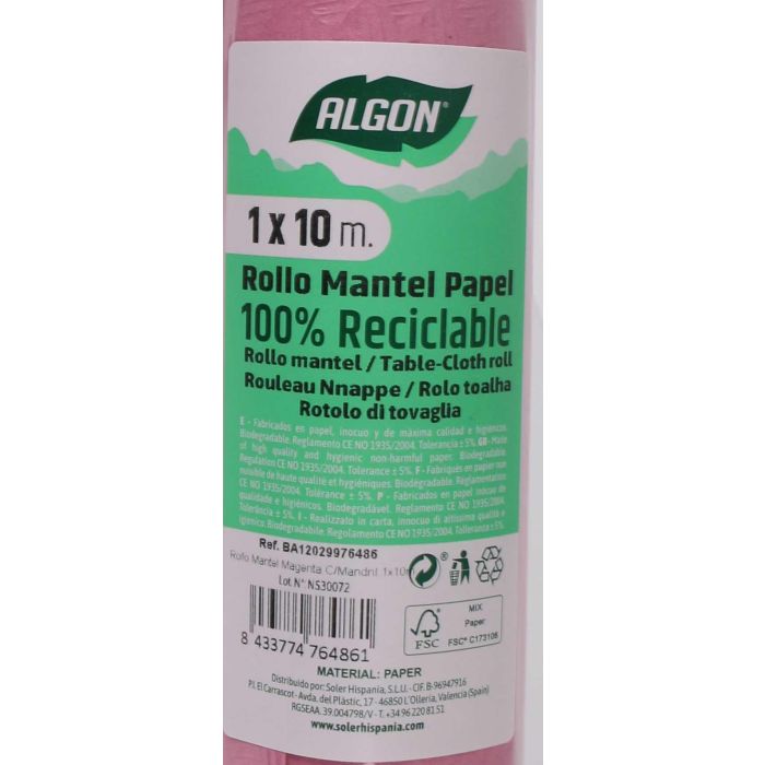 Rollo Mantel Magenta con Mandril 1x10 - Algon (12 Unidades) 5 Rollo Mantel Magenta con Mandril 1x10 - Algon (12 Unidades) 5