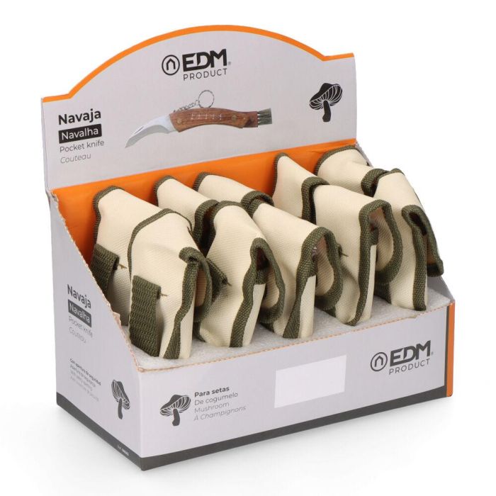 Edm Navaja setas Irati con cepillo, cuchillo, llavero y medidor - Mango madera, acero inoxidable 420, estuche nylon 3 Edm Navaja setas Irati con cepillo, cuchillo, llavero y medidor - Mango madera, acero inoxidable 420, estuche nylon 3