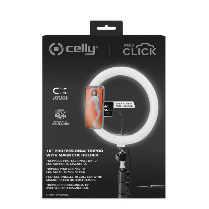 Aro de Luz Selfie con Trípode y Mando Celly CLICKGHOSTUSBBK 2 Aro de Luz Selfie con Trípode y Mando Celly CLICKGHOSTUSBBK 2