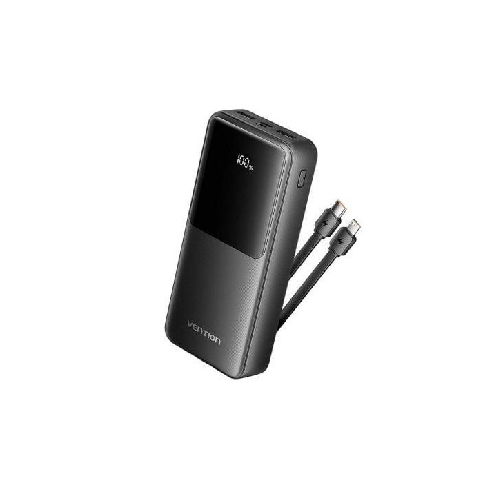Vention Powerbank 20000mAh FHPB0, 22.5W Negra, Incluye Cable USB Tipo-C y Lightning, Carga Rápida Power Delivery y Quick Charge