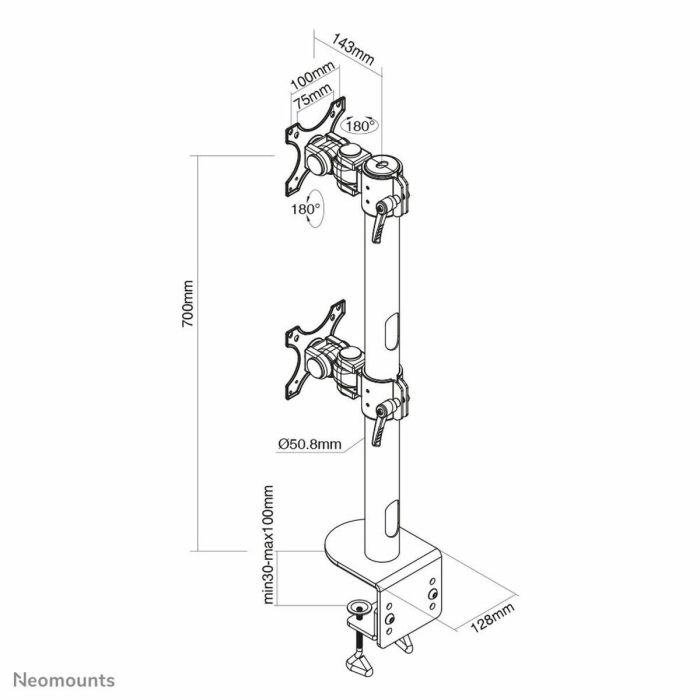 Neomounts Full Motion Desk Mount (Clamp) For Two 17-49" Curved Monitor Screens - Black 1 Neomounts Full Motion Desk Mount (Clamp) For Two 17-49" Curved Monitor Screens - Black 1