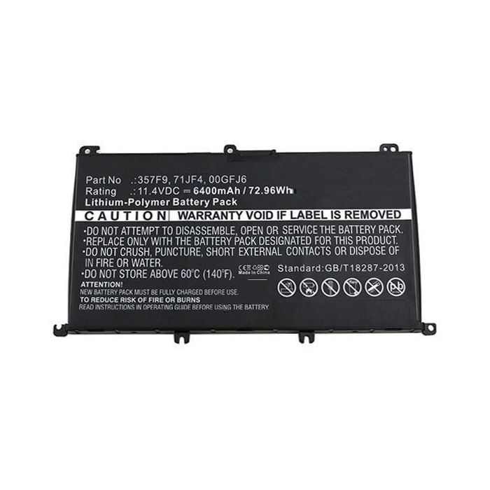 CoreParts Batería para Portátil Dell 73.00Wh Li-Pol 11.4V 6400mAh Negra INS15PD-1548B, INS15PD-1548R, INS15PD-1748B, INS15PD-1748R, INS1 2