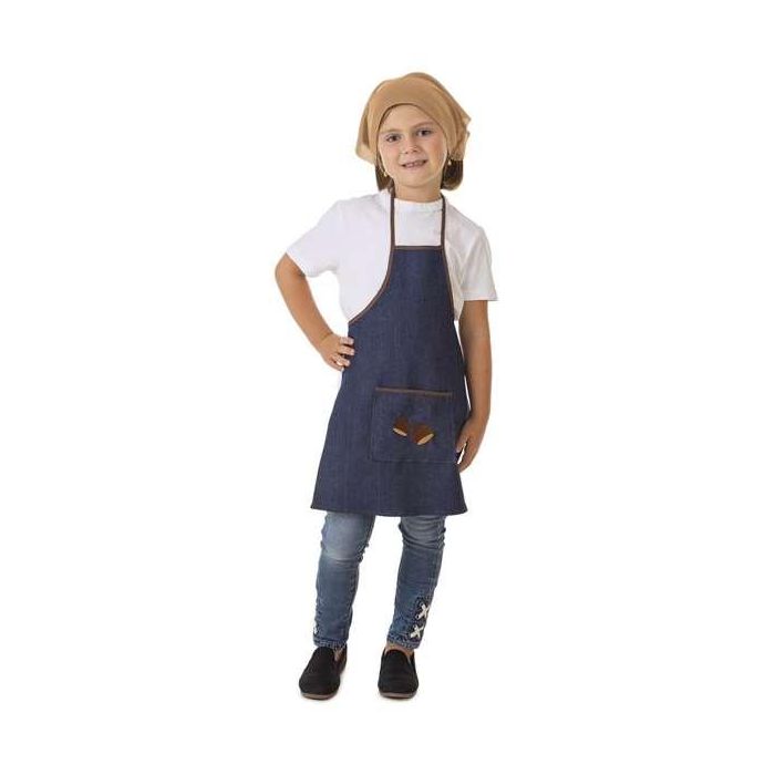 Castañera Disfraz Jeans Talla 5-7 años. Delantal y Pañuelo, Polièster