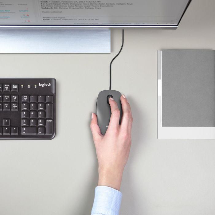 Logitech Ratón Óptico USB con Cable, 1000 DPI, 3 Botones, Diseño Ambidiestro, Plug & Play, Confort Tamaño Completo 1
