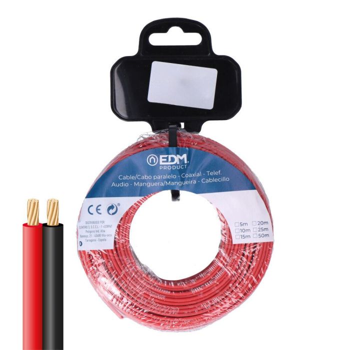Edm Cable paralelo audio 2x0,75mm rojo/negro 10m