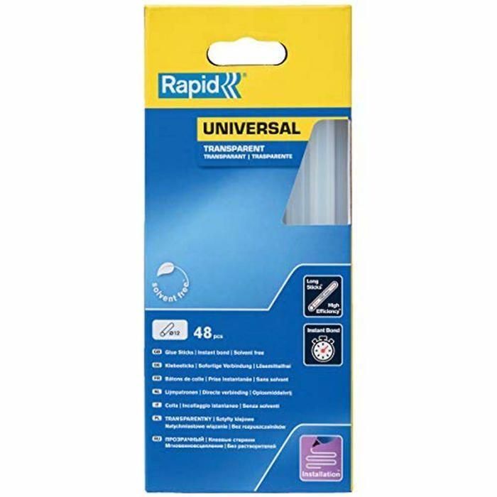 Pegamento - RAPID - 12 mm x 48 barras - Transparente - Alto flujo - Tiempo de fraguado 15 seg Pegamento - RAPID - 12 mm x 48 barras - Transparente - Alto flujo - Tiempo de fraguado 15 seg