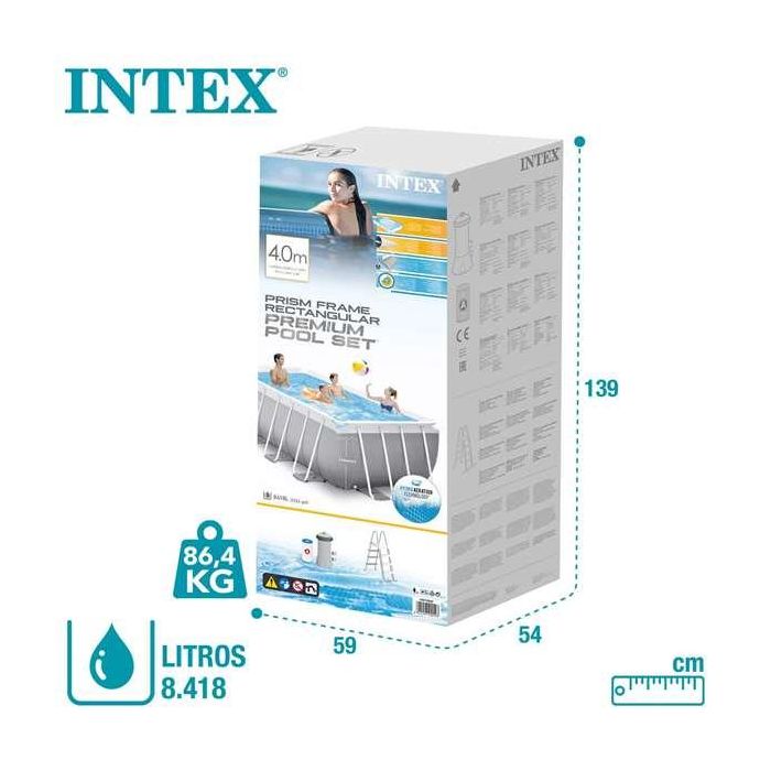 Intex Piscina Prism Frame Rectangular 400x200x122 cm con Bomba de Filtro y Escalera, Capacidad 8418L 8 Intex Piscina Prism Frame Rectangular 400x200x122 cm con Bomba de Filtro y Escalera, Capacidad 8418L 8