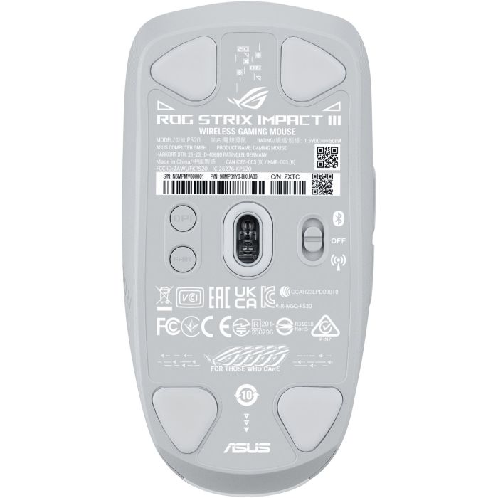 ASUS ROG Strix Impact III Wireless Ratón de Juego Ambidextro RF Wireless + Bluetooth Óptico 36000 DPI 90MP03D0-BMUA10 1