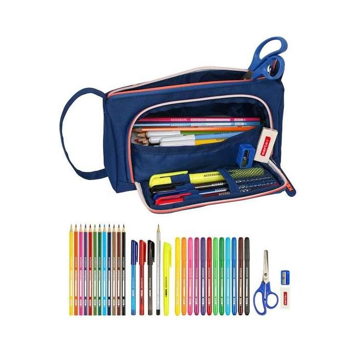 Estuche Escolar con Accesorios Kelme Navy blue Naranja Azul marino 20 x 11 x 8.5 cm (32 Piezas) 3