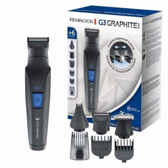 Remington PG3000 Graphite Series G3 Recortadora Multifunción Cabello, Barba y Rostro, 3 Cabezales, Cuchillas Grafito Autoafilables, Inalámbrica