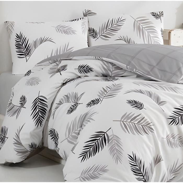 Juego de cama ASI8683743677702 - Funda nórdica 220x240 cm y 2 fundas de almohada 60x60 cm - 100% algodón reforzado gris 3
