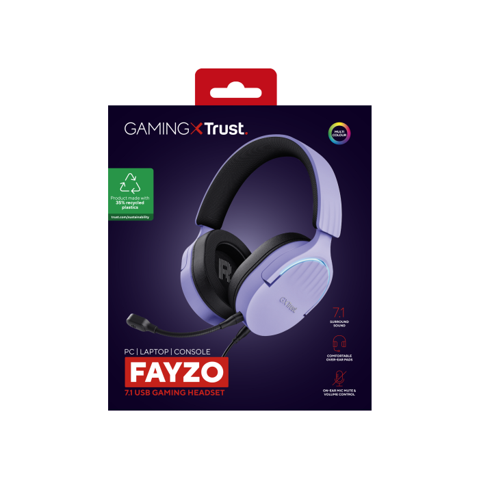 Trust GXT 490P FAYZO Auriculares Alámbricos Gaming USB Sonido Envolvente 7.1 Micrófono RGB Negro/Púrpura 13 Trust GXT 490P FAYZO Auriculares Alámbricos Gaming USB Sonido Envolvente 7.1 Micrófono RGB Negro/Púrpura 13