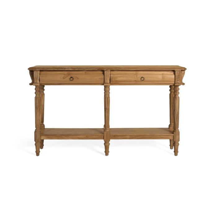 Giner Y Colomer Consola de Madera Maciza de Teca con 2 Cajones y Tiradores Metálicos 0 Giner Y Colomer Consola de Madera Maciza de Teca con 2 Cajones y Tiradores Metálicos 0