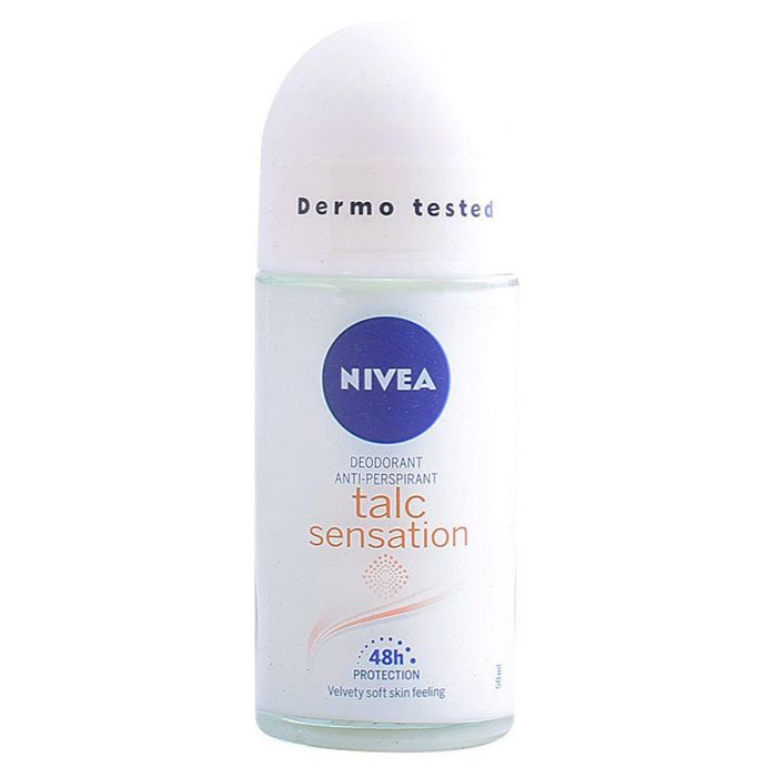 Nivea TALC SENSATION Desodorante Roll-On 50 ml para Mujer - Protección Eficaz con Caolín, Sin Alcohol ni Colorantes