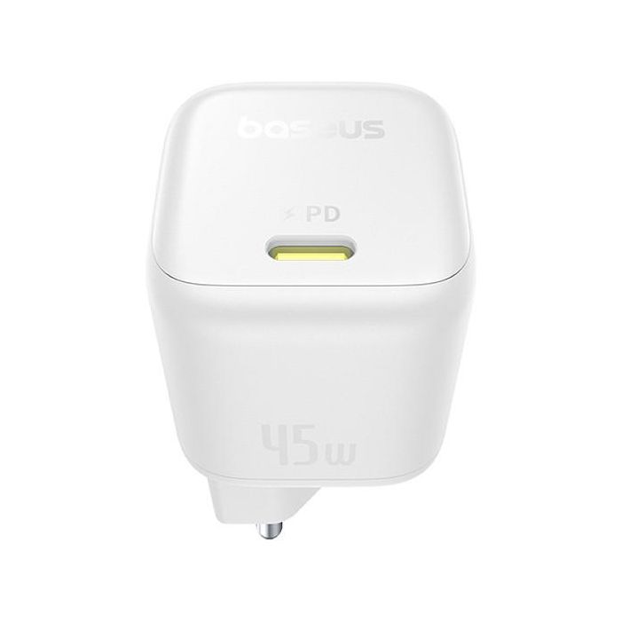 Baseus P10176800213-00 PicoGo GaN Cargador Rápido USB-C 45W Blanco - Tecnología GaN, USB Power Delivery 3.0, Fuente de Alimentación