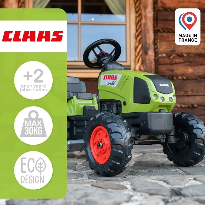 Falk Tractor de Pedal Claas Arion 410 con Remolque para Niños 3