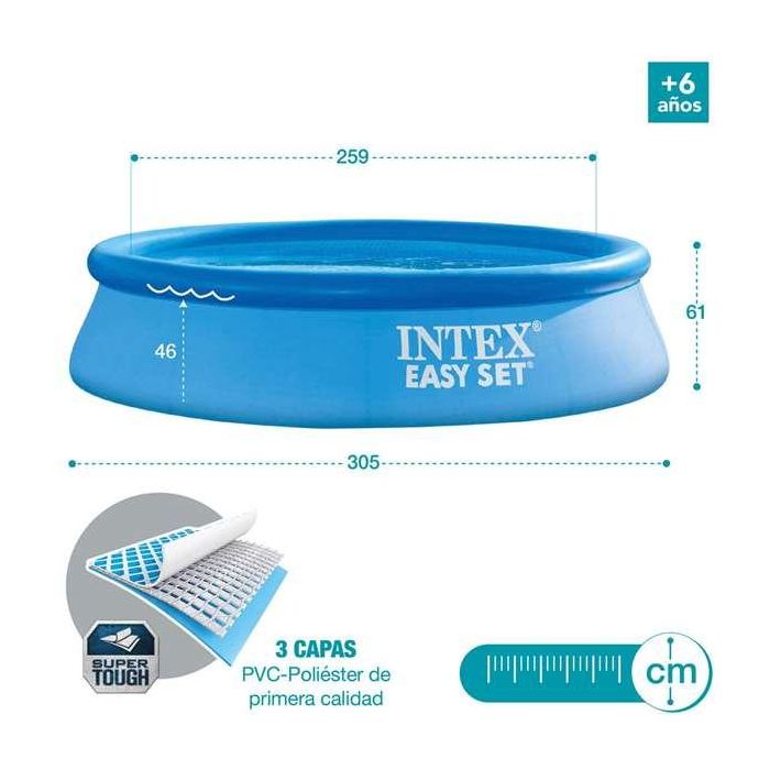 Intex Piscina Hinchable Redonda Easy Set con Depuradora Filtro 3077 Litros 305x61 cm 18
