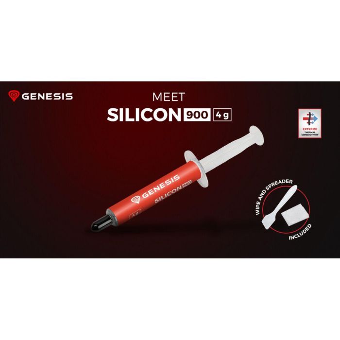 GENESIS Silicio 900 NTG-2329 Pasta térmica Alto rendimiento 12.8 W/mK para CPU/GPU/Consola con espátula y paño 8