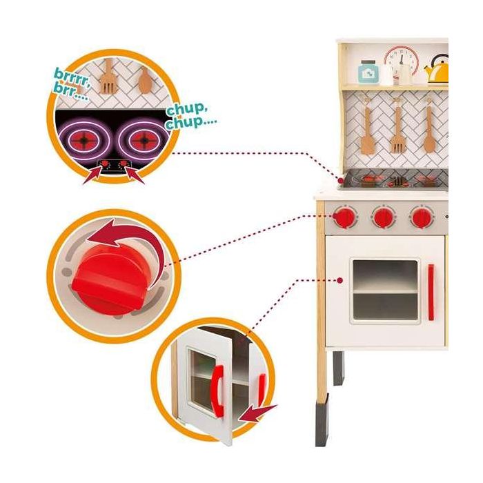 Woomax Cocina Eléctrica de Madera 59,5x30x94,5 cm Juguete Infantil a Partir de 3 Años 15