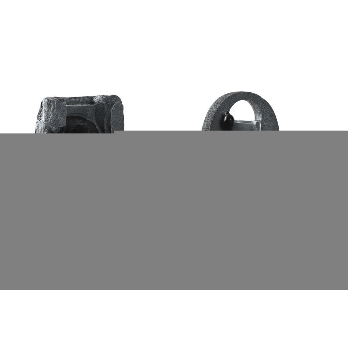 DKD Home Decor Fuente Decorativa LED de Resina Tema Yoga Indio Gris y Negro Desmontable Pack de 2 Unidades 15x20x24 cm
