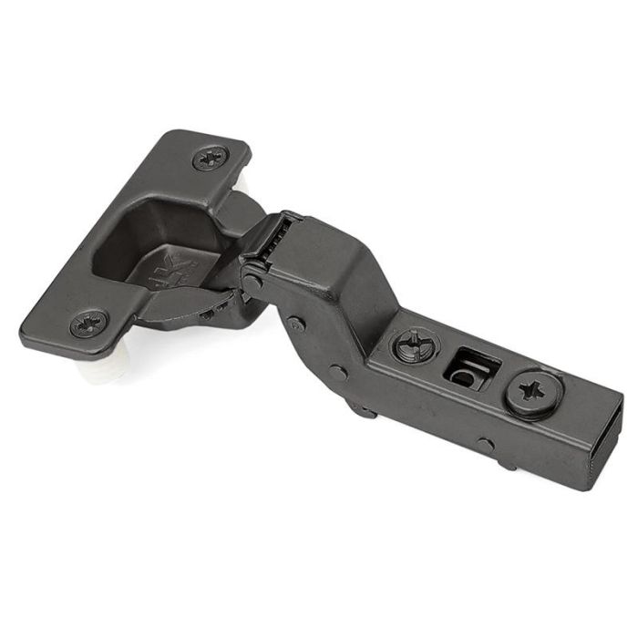 ALK System Bisagra Puma 35 Clip CAM Ø35mm 110º Cierre Amortiguado con Pistón, Acabado Grafito Acero, Montaje CLIP-ON para Muebles Codo Superacodado